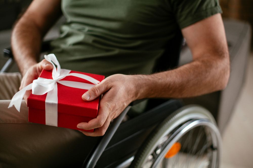 A man holding a gift