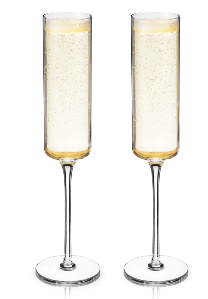 Viski - Laurel Crystal Champagne Flutes, Set of 2