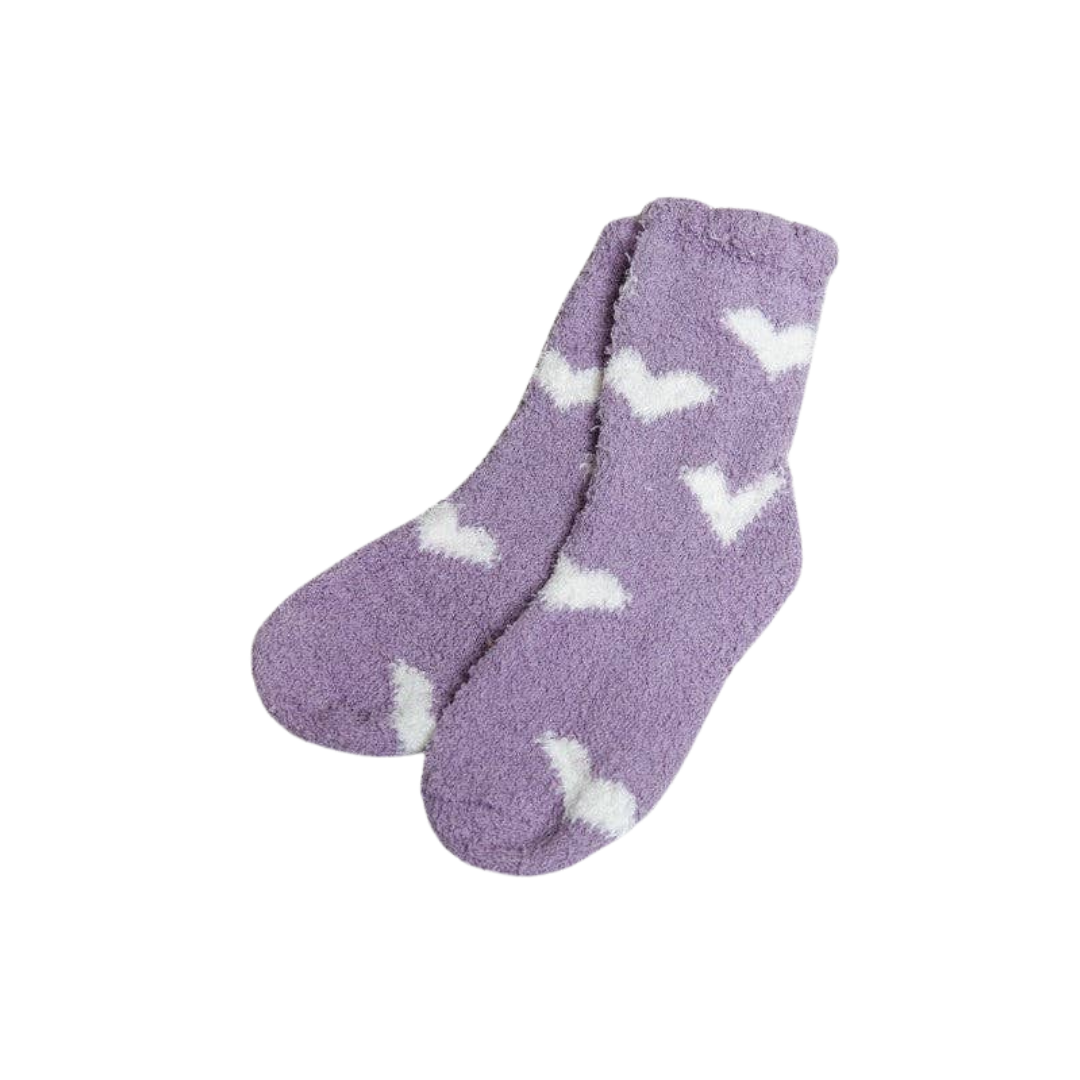 Purple Heart Fuzzy Socks