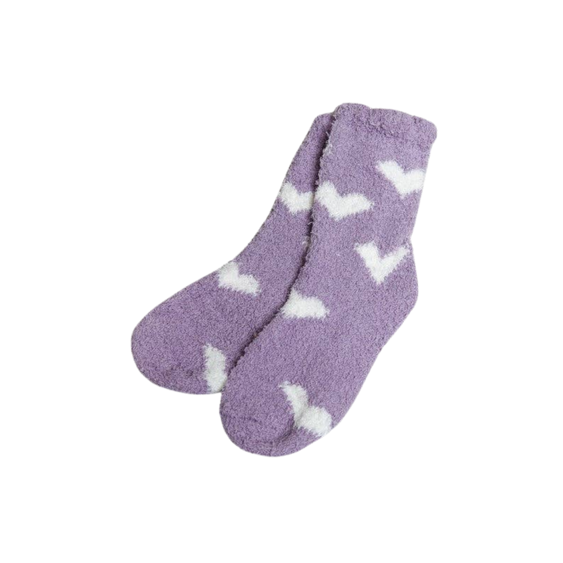 Purple Heart Fuzzy Socks