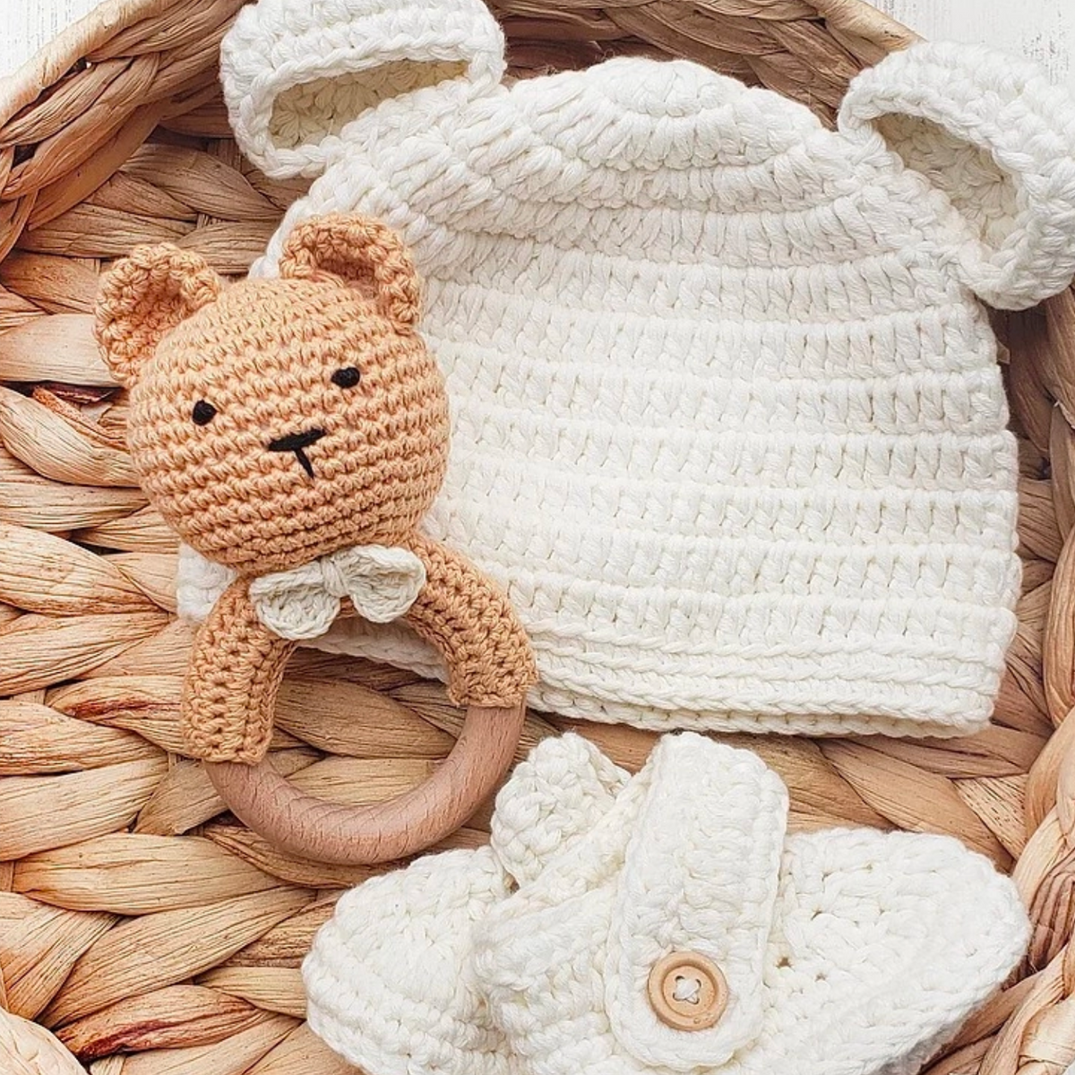 Crochet Teddy Bear Rattle - SMALL PACKAGES